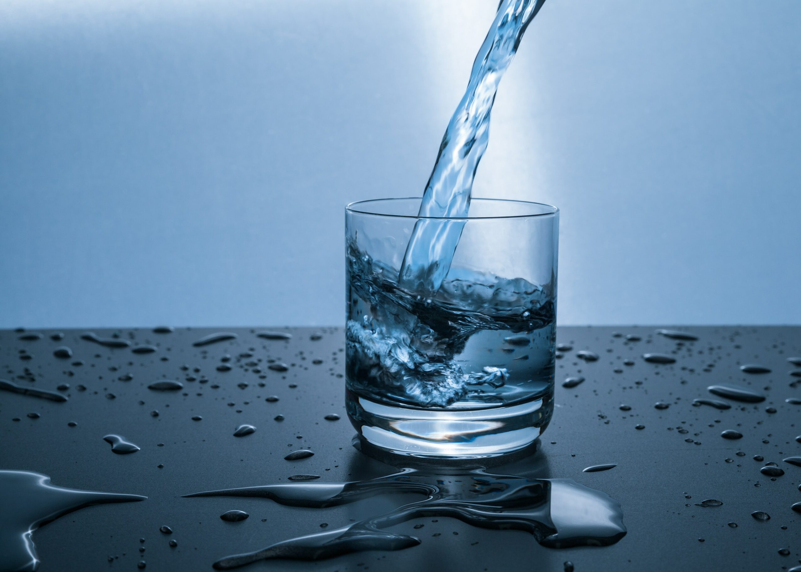 water being poured into glass